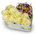 Box of flowers and chocolate